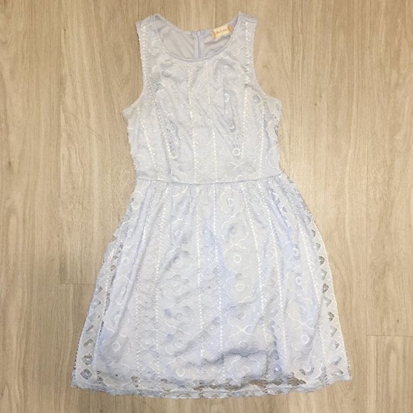 Altar'd State Dusty Blue Lace Fit and Flare Dress - Picture 4 of 6